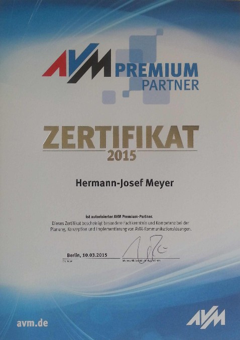 AVM Zertifikat 2015
